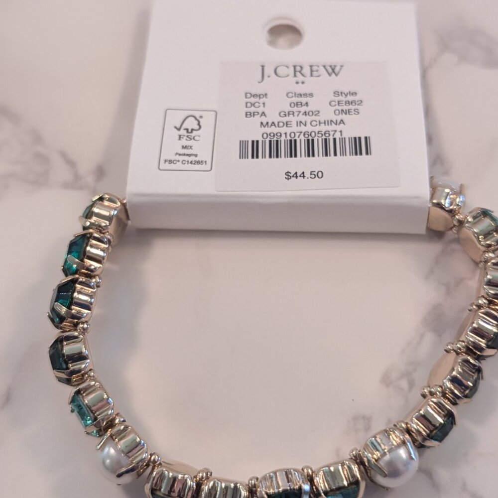 J.Crew Factory Crystal and Pearl Stretch Bracelet - Picture 6 of 7